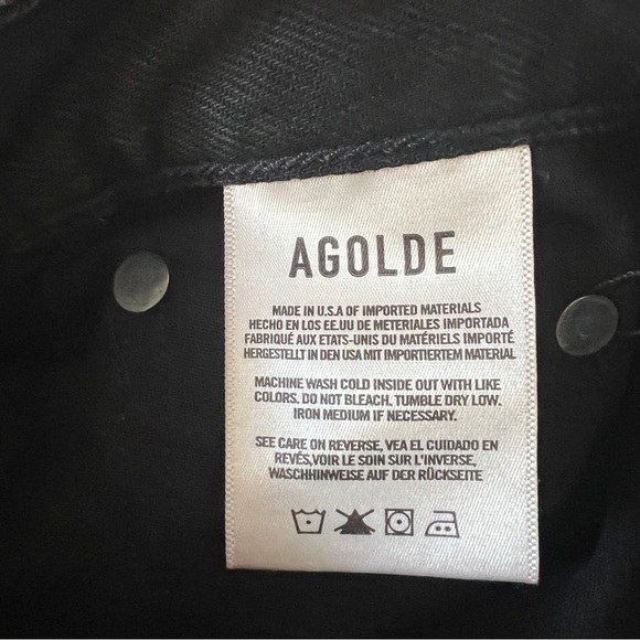 AGOLDE Cherie High Rise Straight Jeans Distortion Black Distressed - Picture 9 of 10